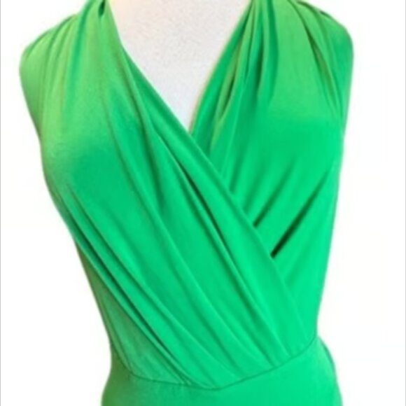 New York Company MSRP $98 NEW Green Maxi Dress V-neck Flowy Sleeveless LG - Picture 3 of 10